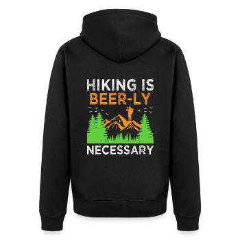 Wandern Wanderer Natur Trekking Outdoor Bergsteigerin - Unisex Premium Bio Zip Hoodie - Schwarz - Hinten - Nico (187cm)