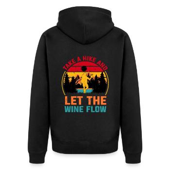 Wandern Wanderer Natur Trekking Outdoor Bergsteigerin - Unisex Premium Bio Zip Hoodie - Schwarz - Hinten - Nico (187cm)
