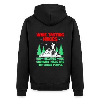 Hiking Hiker Nature Trekking Outdoor Mountaineerin - Unisex Premium Organic Zip Hoodie - black - Back - Nico (187cm)