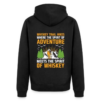 Wandern Wanderer Natur Trekking Outdoor Bergsteigerin - Unisex Premium Bio Zip Hoodie - Schwarz - Hinten - Nico (187cm)