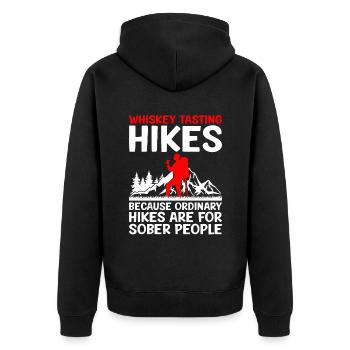 Hiking Hiker Nature Trekking Outdoor Mountaineerin - Unisex Premium Organic Zip Hoodie - black - Back - Nico (187cm)