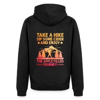Wanderer, Wandern, Trekking, Outdoor, Natur, Alkohol, Getränk - Unisex Premium Bio Zip Hoodie - Schwarz - Hinten - Nico (187cm)
