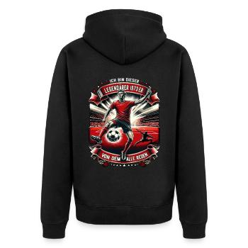 Legendärer 1973er Jahrgang Fussball Geschenk - Unisex Premium Bio Zip Hoodie - Schwarz - Hinten - Nico (187cm)