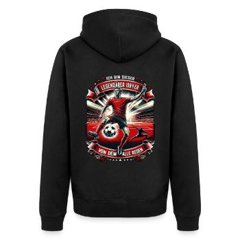 Legendärer 1984er Jahrgang Fussball Geschenk - Unisex Premium Bio Zip Hoodie - Schwarz - Hinten - Nico (187cm)