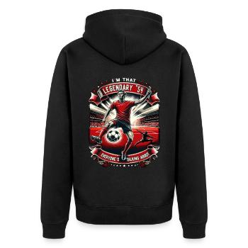 Legendärer 1955er Jahrgang Fussball Geschenk - Unisex Premium Bio Zip Hoodie - Schwarz - Hinten - Nico (187cm)