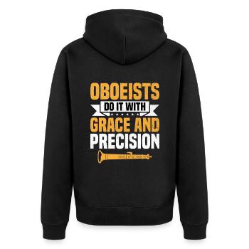 Oboe Player Oboe Basoonist Marching Band Instrumen - Unisex Premium Organic Zip Hoodie - black - Back - Nico (187cm)