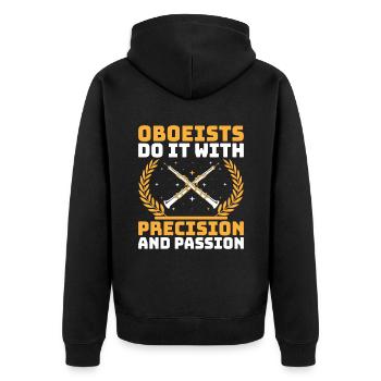 Oboe Player Oboe Basoonist Marching Band Instrumen - Unisex Premium Organic Zip Hoodie - black - Back - Nico (187cm)