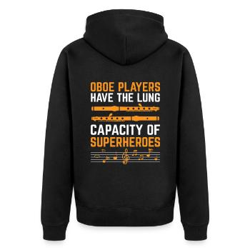 Oboe Player Oboe Basoonist Marching Band Instrumen - Unisex Premium Organic Zip Hoodie - black - Back - Nico (187cm)
