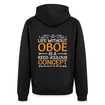Oboe Player Oboe Basoonist Marching Band Instrumen - Unisex Premium Organic Zip Hoodie - black - Back - Nico (187cm)