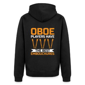 Oboe Player Oboe Basoonist Marching Band Instrumen - Unisex Premium Organic Zip Hoodie - black - Back - Nico (187cm)