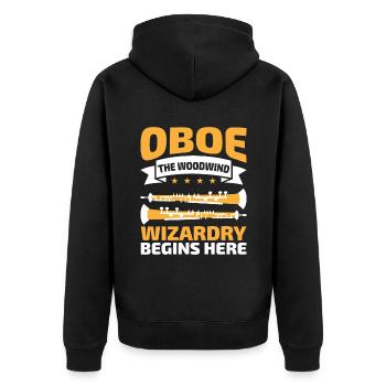 Oboe Player Oboe Basoonist Marching Band Instrumen - Unisex Premium Organic Zip Hoodie - black - Back - Nico (187cm)