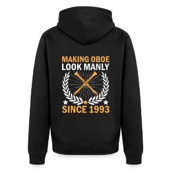 Oboe Player Oboe Basoonist Marching Band Instrumen - Unisex Premium Organic Zip Hoodie - black - Back - Nico (187cm)