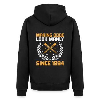 Oboe Player Oboe Basoonist Marching Band Instrumen - Unisex Premium Organic Zip Hoodie - black - Back - Nico (187cm)