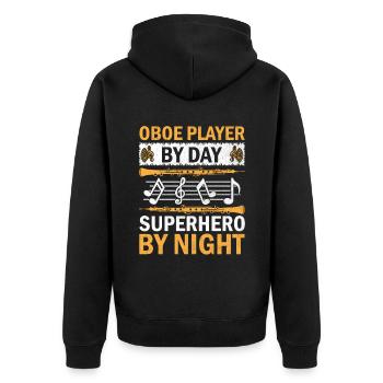 Oboe Player Oboe Basoonist Marching Band Instrumen - Unisex Premium Organic Zip Hoodie - black - Back - Nico (187cm)