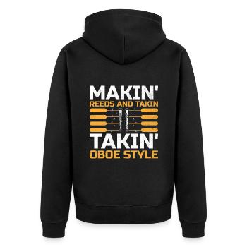 Oboe Player Oboe Basoonist Marching Band Instrumen - Unisex Premium Organic Zip Hoodie - black - Back - Nico (187cm)