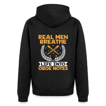 Oboe Player Oboe Basoonist Marching Band Instrumen - Unisex Premium Organic Zip Hoodie - black - Back - Nico (187cm)