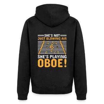 Oboe Player Oboe Basoonist Marching Band Instrumen - Unisex Premium Organic Zip Hoodie - black - Back - Nico (187cm)