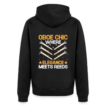 Oboe Player Oboe Basoonist Marching Band Instrumen - Unisex Premium Organic Zip Hoodie - black - Back - Nico (187cm)