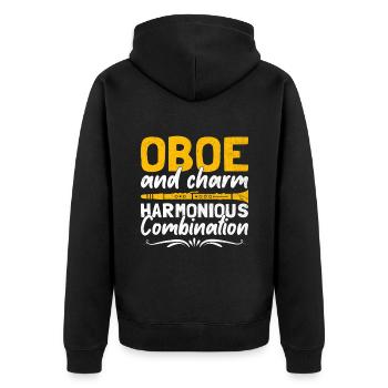 Oboe Player Oboe Basoonist Marching Band Instrumen - Unisex Premium Organic Zip Hoodie - black - Back - Nico (187cm)