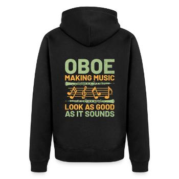 Oboist Oboe Basoonist Marching Band Instrumen - Unisex Premium Bio Zip Hoodie - Schwarz - Hinten - Nico (187cm)