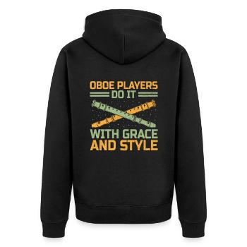 Oboe Player Oboe Basoonist Marching Band Instrumen - Unisex Premium Organic Zip Hoodie - black - Back - Nico (187cm)