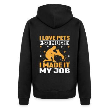 Tiersitter Haustiersitter Hund und Katzensitter Hund Wal - Unisex Premium Bio Zip Hoodie - Schwarz - Hinten - Nico (187cm)