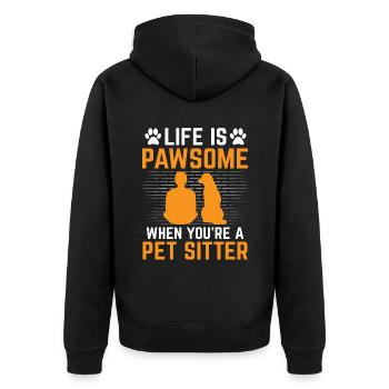 Pet Sitter Pet Sitting Dog and Cat Sitters Dog Wal - Unisex Premium Organic Zip Hoodie - black - Back - Nico (187cm)