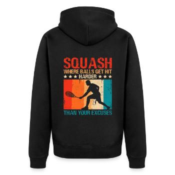 Joueur de squash Joueur de squash Joueur de tennis Raquetball Spor - Veste à capuche bio Premium Unisexe - noir - Dos - Nico (187cm)