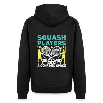 Joueur de squash Joueur de squash Joueur de tennis Raquetball Spor - Veste à capuche bio Premium Unisexe - noir - Dos - Nico (187cm)