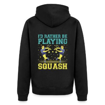 Joueur de squash Joueur de squash Joueur de tennis Raquetball Spor - Veste à capuche bio Premium Unisexe - noir - Dos - Nico (187cm)