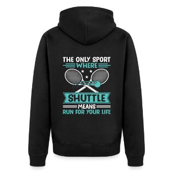 Squashspieler Squash-Tennisspieler Raquetball-Spor - Unisex Premium Bio Zip Hoodie - Schwarz - Hinten - Nico (187cm)