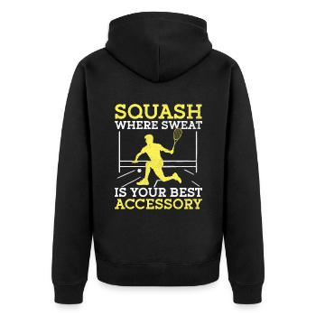 Joueur de squash Joueur de squash Joueur de tennis Raquetball Spor - Veste à capuche bio Premium Unisexe - noir - Dos - Nico (187cm)