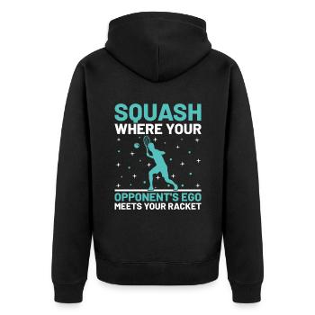 Joueur de squash Joueur de squash Joueur de tennis Raquetball Spor - Veste à capuche bio Premium Unisexe - noir - Dos - Nico (187cm)