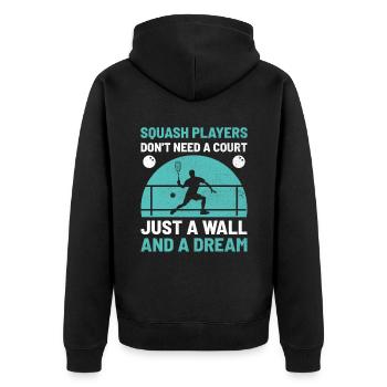 Joueur de squash Joueur de squash Joueur de tennis Raquetball Spor - Veste à capuche bio Premium Unisexe - noir - Dos - Nico (187cm)