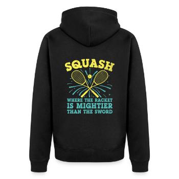 Joueur de squash Joueur de squash Joueur de tennis Raquetball Spor - Veste à capuche bio Premium Unisexe - noir - Dos - Nico (187cm)