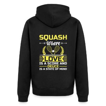 Squashspieler Squash-Tennisspieler Raquetball-Spor - Unisex Premium Bio Zip Hoodie - Schwarz - Hinten - Nico (187cm)