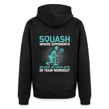 Joueur de squash Joueur de squash Joueur de tennis Raquetball Spor - Veste à capuche bio Premium Unisexe - noir - Dos - Nico (187cm)