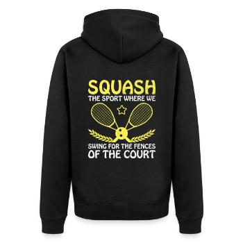 Squashspieler Squash-Tennisspieler Raquetball-Spor - Unisex Premium Bio Zip Hoodie - Schwarz - Hinten - Nico (187cm)