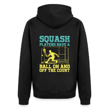 Squashspieler Squash-Tennisspieler Raquetball-Spor - Unisex Premium Bio Zip Hoodie - Schwarz - Hinten - Nico (187cm)