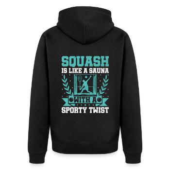 Squashspieler Squash-Tennisspieler Raquetball-Spor - Unisex Premium Bio Zip Hoodie - Schwarz - Hinten - Nico (187cm)