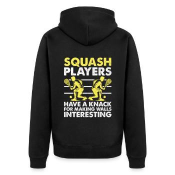 Joueur de squash Joueur de squash Joueur de tennis Raquetball Spor - Veste à capuche bio Premium Unisexe - noir - Dos - Nico (187cm)