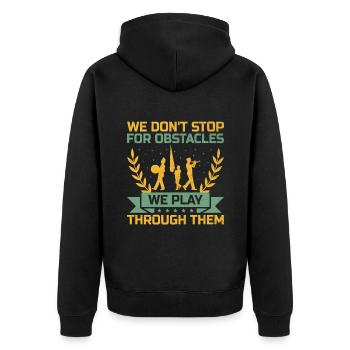 Blaskapelle Sprüche Lustige Marschinstrumente - Unisex Premium Bio Zip Hoodie - Schwarz - Hinten - Nico (187cm)