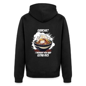 Bol de riz de nourriture asiatique avec du riz et dicton drôle - Veste à capuche bio Premium Unisexe - noir - Dos - Nico (187cm)