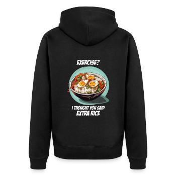 Asia Ramen Ricebowl Bol de riz avec dicton drôle - Veste à capuche bio Premium Unisexe - noir - Dos - Nico (187cm)