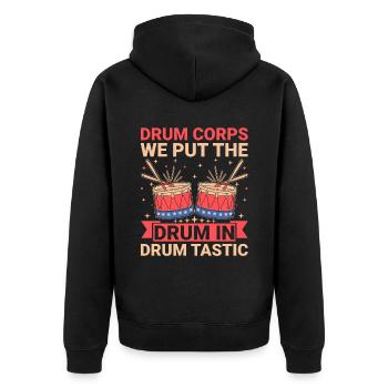 Drum Corps Marching Band Drum Corp Music Percussio - Unisex Premium Bio Zip Hoodie - Schwarz - Hinten - Nico (187cm)