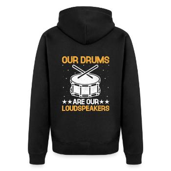 Drum Corps Marching Band Drum Corp Music Percussio - Unisex Premium Bio Zip Hoodie - Schwarz - Hinten - Nico (187cm)
