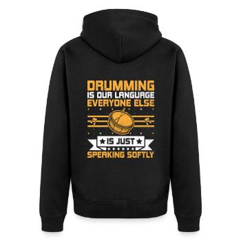 Drum Corps Marching Band Drum Corp Music Percussio - Unisex Premium Bio Zip Hoodie - Schwarz - Hinten - Nico (187cm)