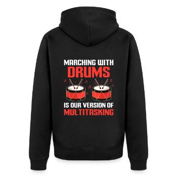 Drum Corps Marching Band Drum Corp Music Percussio - Unisex Premium Bio Zip Hoodie - Schwarz - Hinten - Nico (187cm)