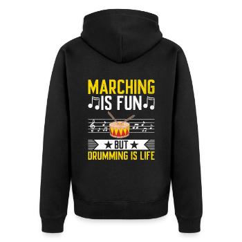 Drum Corps Marching Band Drum Corp Music Percussio - Unisex Premium Bio Zip Hoodie - Schwarz - Hinten - Nico (187cm)