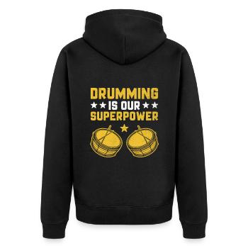 Corps de tambours, fanfare, corps de tambours, musique Percussio - Veste à capuche bio Premium Unisexe - noir - Dos - Nico (187cm)
